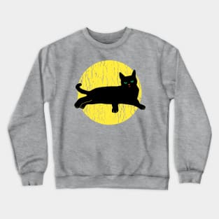 Vintage Black Cat Halloween Full Moom Crewneck Sweatshirt